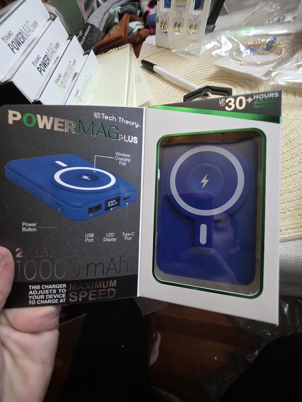 Theory PowerMag Plus Wireless Charging Battery Pack - Navy Blue